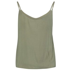 Hailys - Viskose strop top m. justerbare stropper - Khaki - Størrelse S