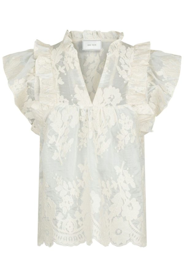 Neo Noir - Bluse - Jayla Big Embroidery Top - Off White