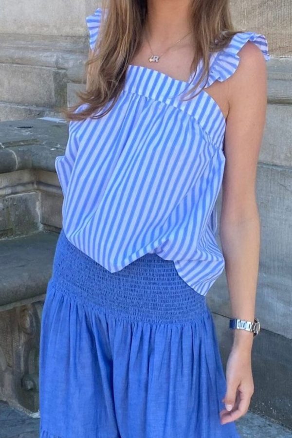 Continue - Top - Lulu Bow - Small Blue Stripe