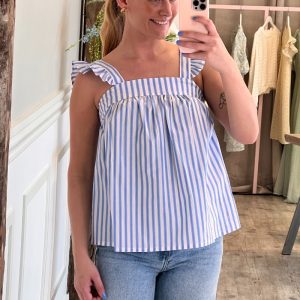 Continue - Top - Lulu Bow - Small Blue Stripe