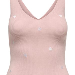 JDY - Top - Nanna S/L Embroidery Top - Chalk Pink/Cloud Dancer Heart